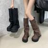 Spice Girl Fried Street Pant Pants Boots Women's Muffin Thick-soled Heightening Boots Small Man But Knee Knight Boots
