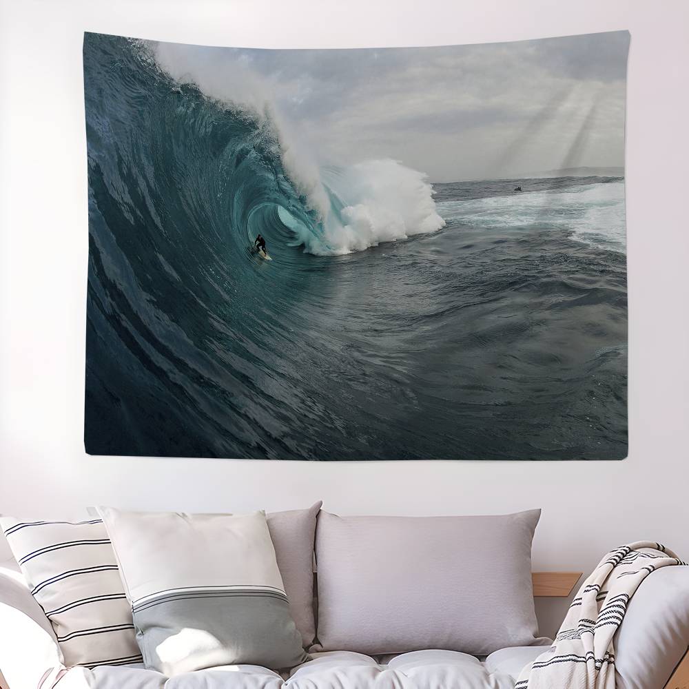 Blue Ocean Wave Hanging Bohemian Tapestry Japanese Wall Tapestry Anime Kawaii Room Decor