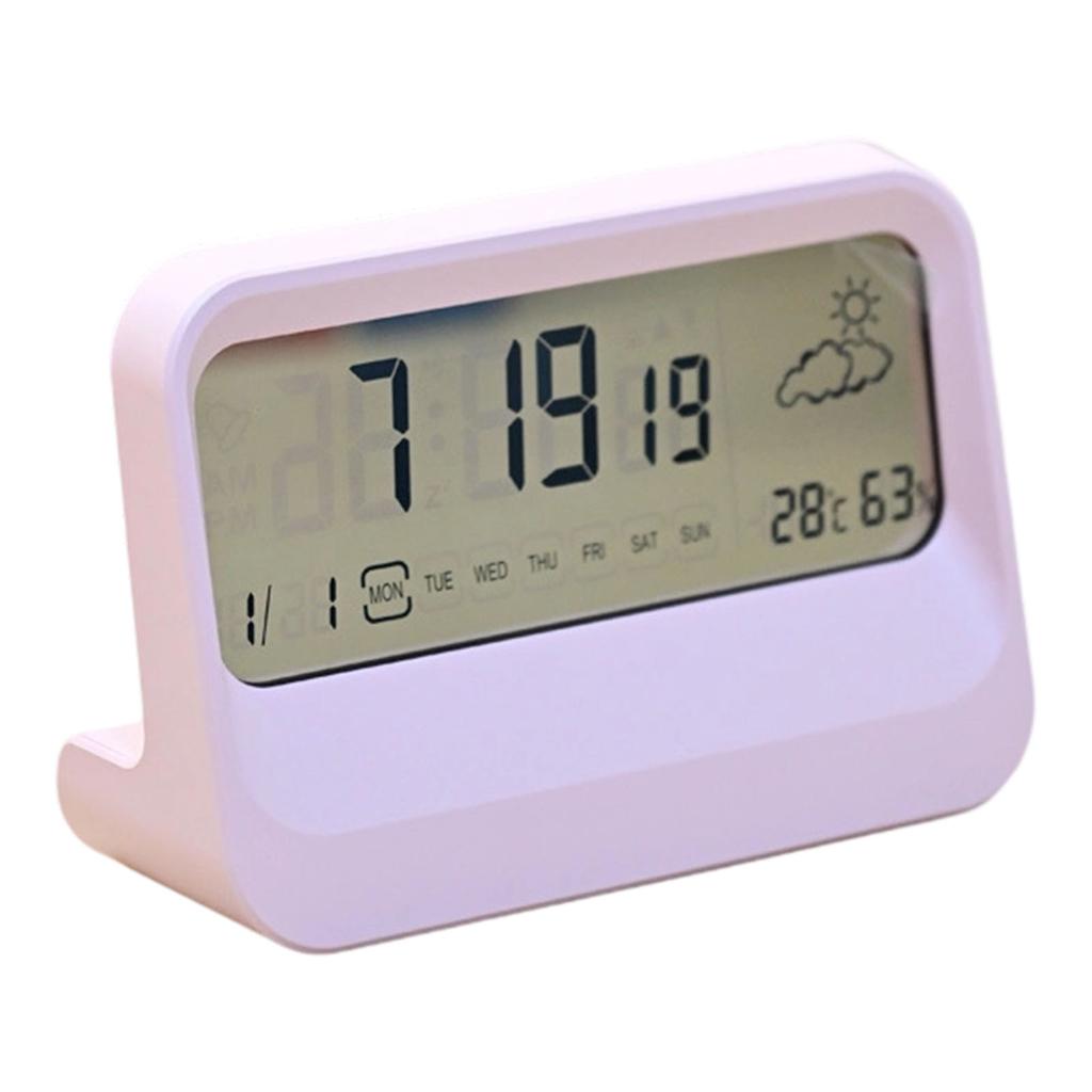 Alarm Clock with Weather Date Digital Clock Large Display Battery Operated Desk Clocks for Bedroom Livingroom Office
