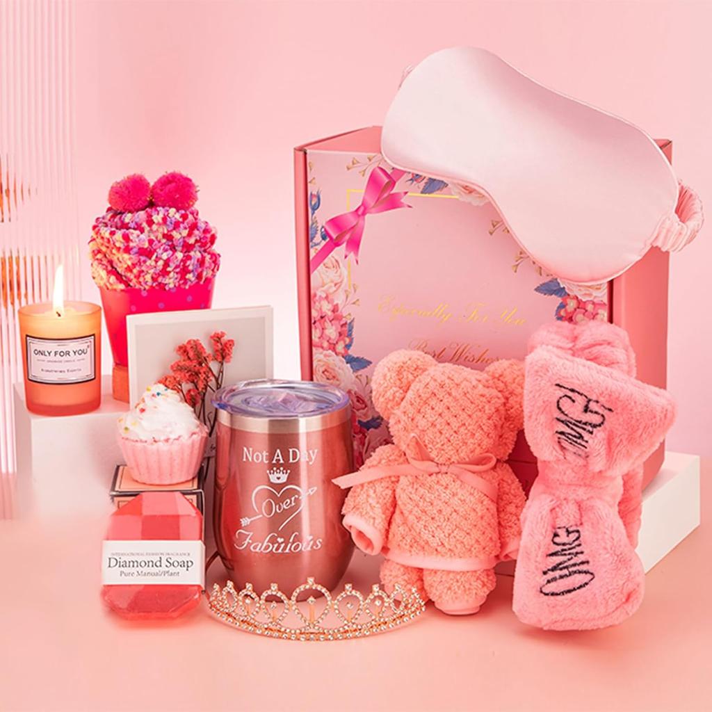 Birthday Gifts for Women,Happy Birthday Unique Female Gift Ideas for Girl Best Friend Gift Pink Gift Box Gift Basket for Women Gifts Set for Teenage
