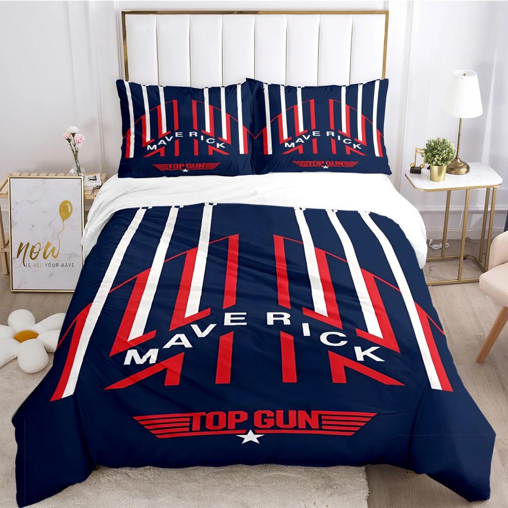 3D HD Print Classic Movie Top Gun Bedding Set,Top Gun Duvet Cover Comforter Soft Quilt Cover and Pillowcases For adults children