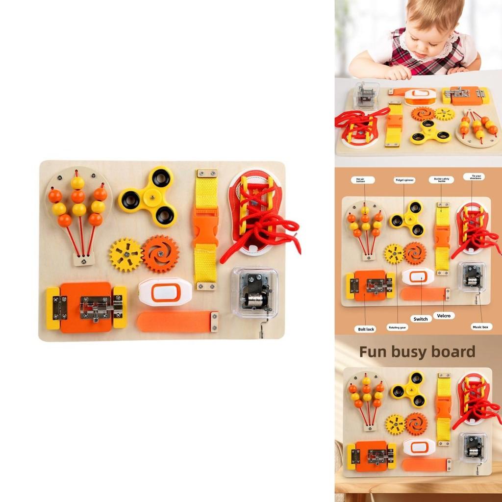 Wooden Music Box Fingertip Gyro Safety Buckle Game Board Children Puzzle Toy For Skill Development