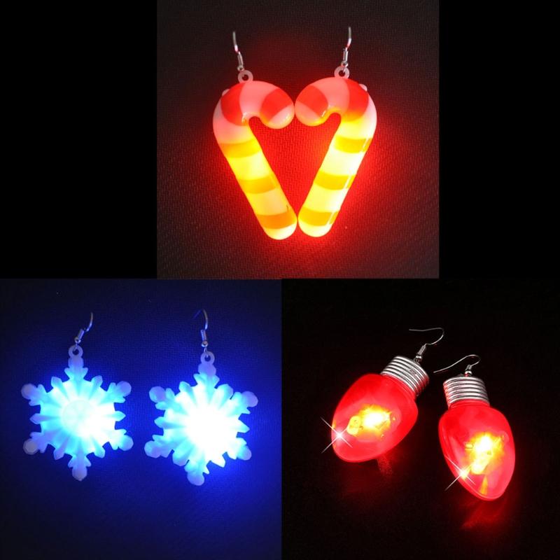 Christmas Party Earrings LED Lights Christmas Tree Glowing Dangler Glow in the Dark Snow Eardrop Easter Present Gift