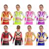 Mädchen Langarm Strass Farbblock Crop Top Kreuzrücken Cutout Gymnastiktop