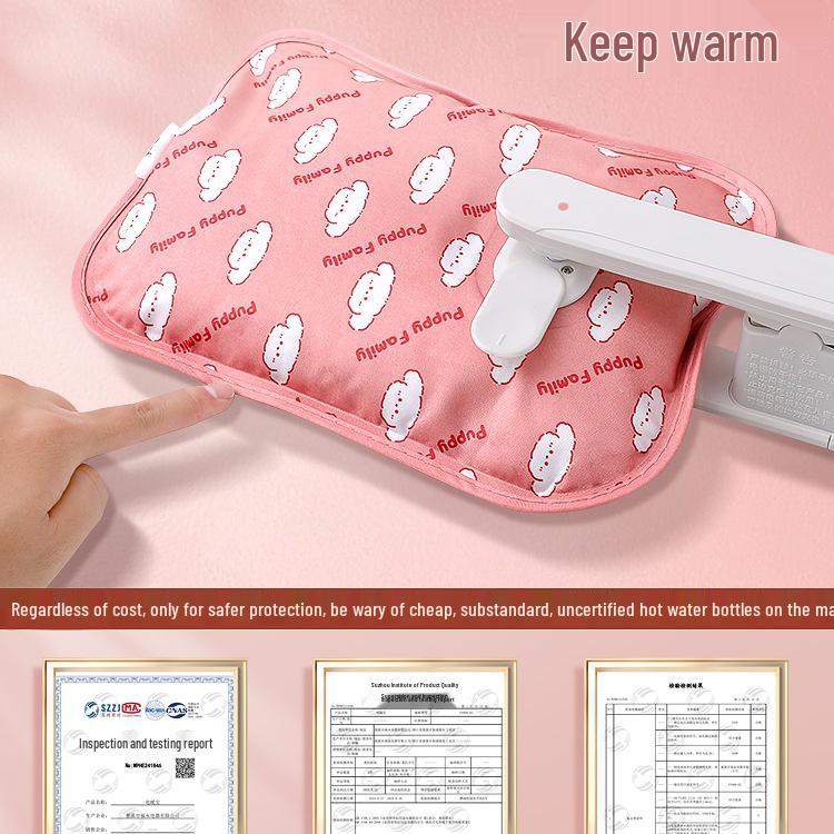 Bolsa de Água Quente de Pelúcia Fofa à Prova de Explosão para Meninas - Aquecedor de Mãos e Conforto Abdominal