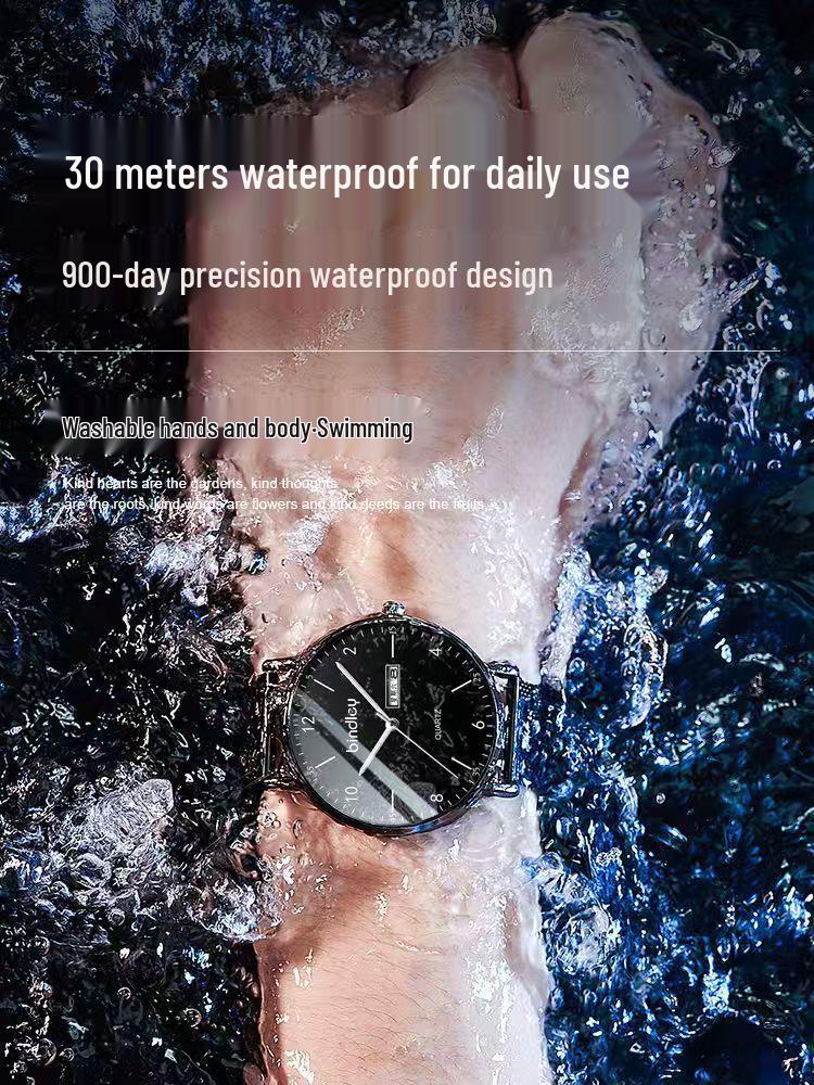 Men's Silent Ultra-Thin Luminous Waterproof Quartz Watch for Teens