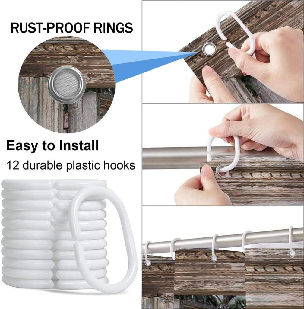 Winter Weihnachten Duschvorhang, Niedlicher Schneemann Winterwald Kiefer Szene Duschvorhang Für Badezimmer Rustikales Bauernhaus Weihnachten