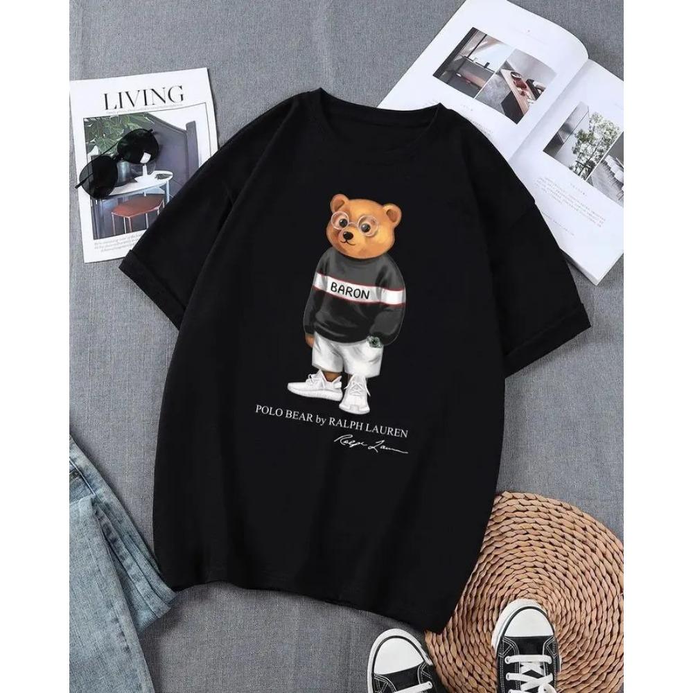 

Cute Bear Printed Summer Women s T-shirt Light Luxury Trendy Brand Y2K Loose Casual Short Sleeved Top 6XL