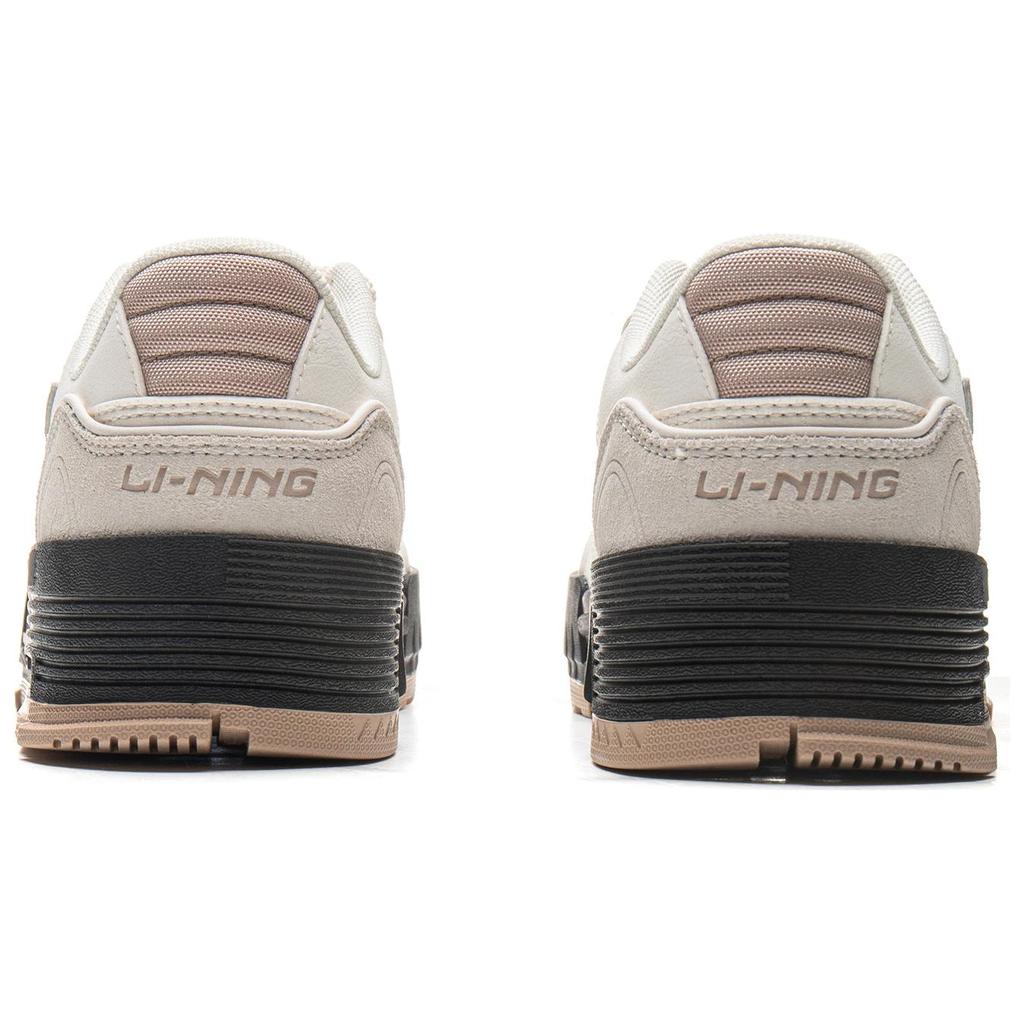 Li Ning Comfortable Versatile Thick Sole Height Increasing Shock Absorbing Wear Resistant Low Top Skate Shoes Women sneaker Cloud-White AGCU368-1