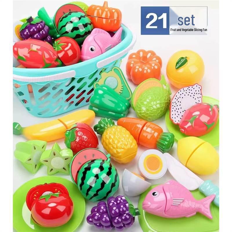 Kids' Velcro Fruit & Veggie Cutting Set - Magnetic Dollhouse Toy for Boys & Girls