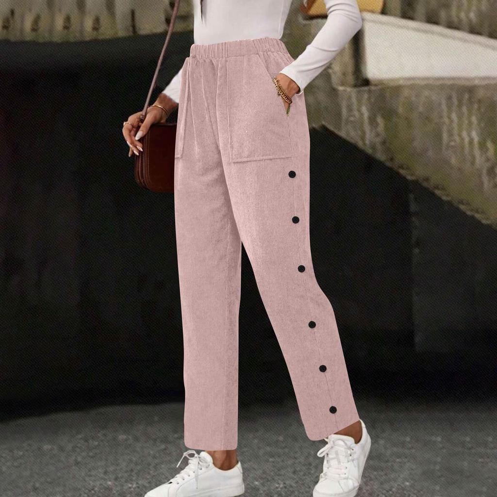 Damen Freizeitmode, Farbe Kordelzug Locker Gerade, Hosen mit Taschen