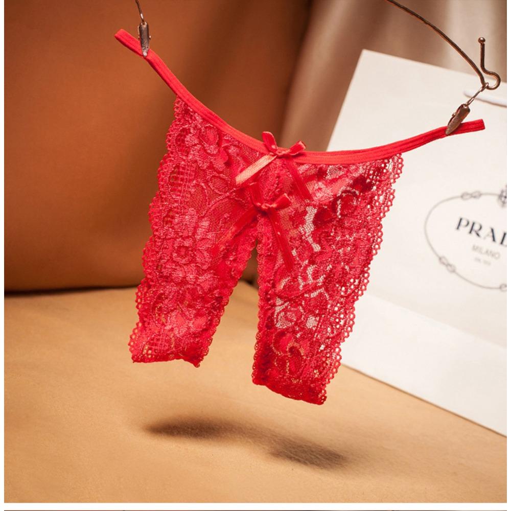 Sexy Big Crotch Thong Ladies Transparent Lace Sexy Underwear Panties Open Crotch Panties