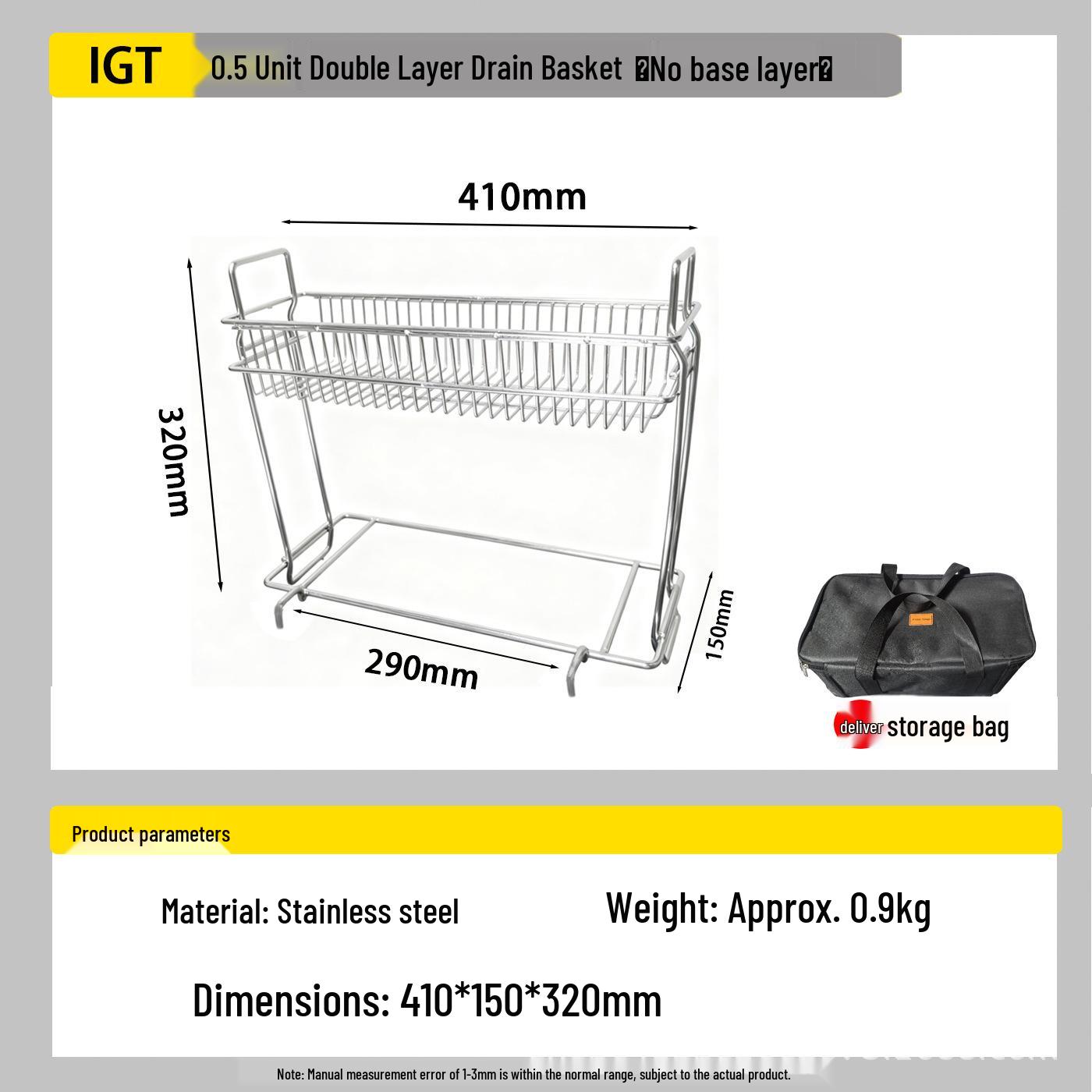

Foldable Outdoor Camping Tableware: 0.5 Unit Double Layer Draining Basket & Storage Rack for Picnic, Fruit & Vegetable Storage.