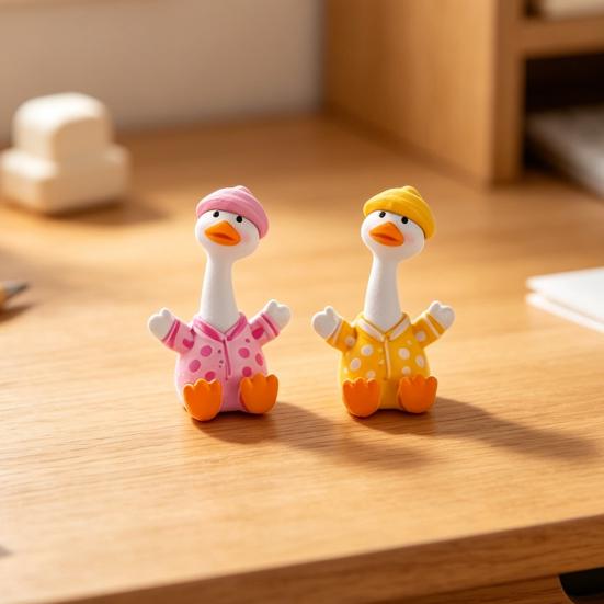 Yousheng 4 Pcs Mini Resin Duck Figurines Cartoon Small Duck Statue Collectible Animal Ornaments for Car Dashboard Office Desk Decor Fairy Garden