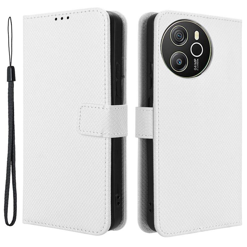 

For Blackview Shark 8/Oscal Tiger 12 Case Diamond Texture Leather Phone Cover Wallet White