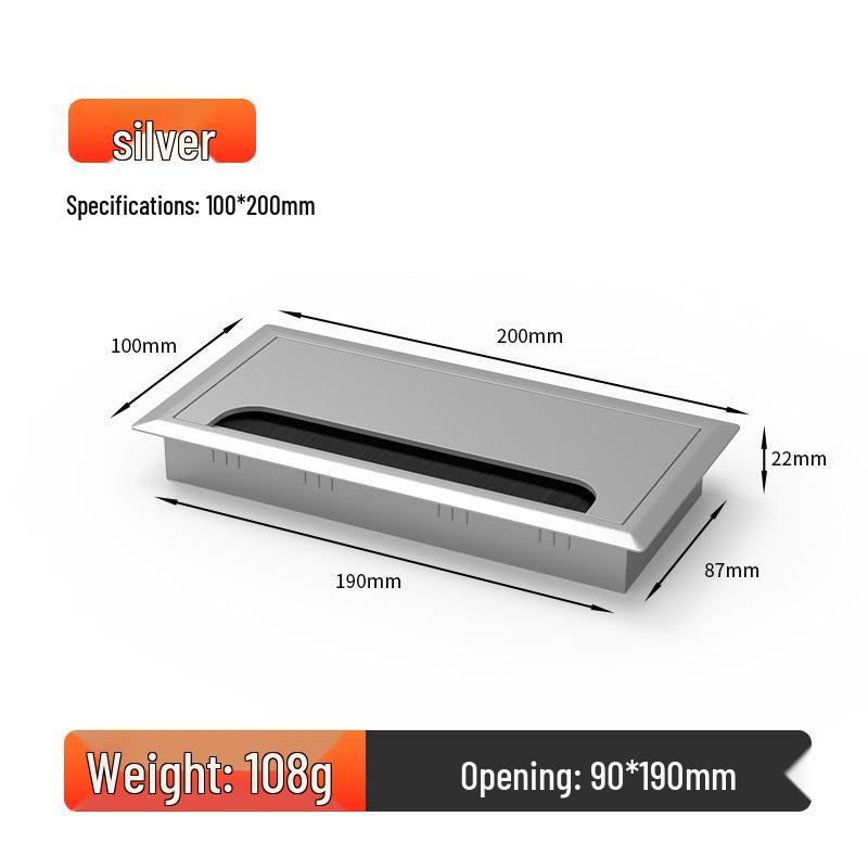Black & White Square Plastic Desktop Cable Management Hole Cover - Dustproof Cable Entry Box