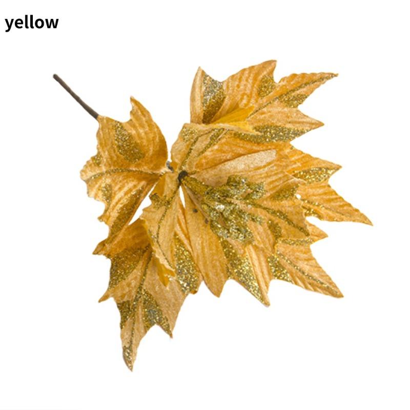 1PC Glitter Christmas Flower Head Rayon Flower DIY Christmas Tree New Year Decoration