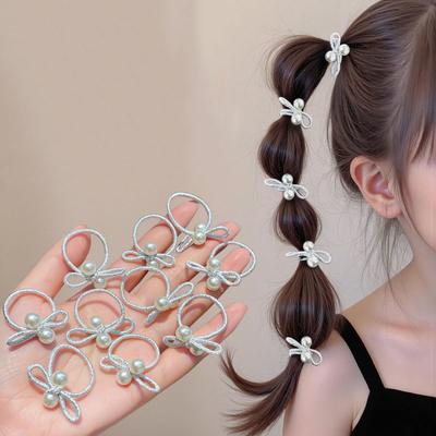 10Pcs/Set Sweet Elastic Hair Ropes Tie Korean Beads Pearl Rubber Bands Headbands for Women Ponytail Head Loops Hair Accessories