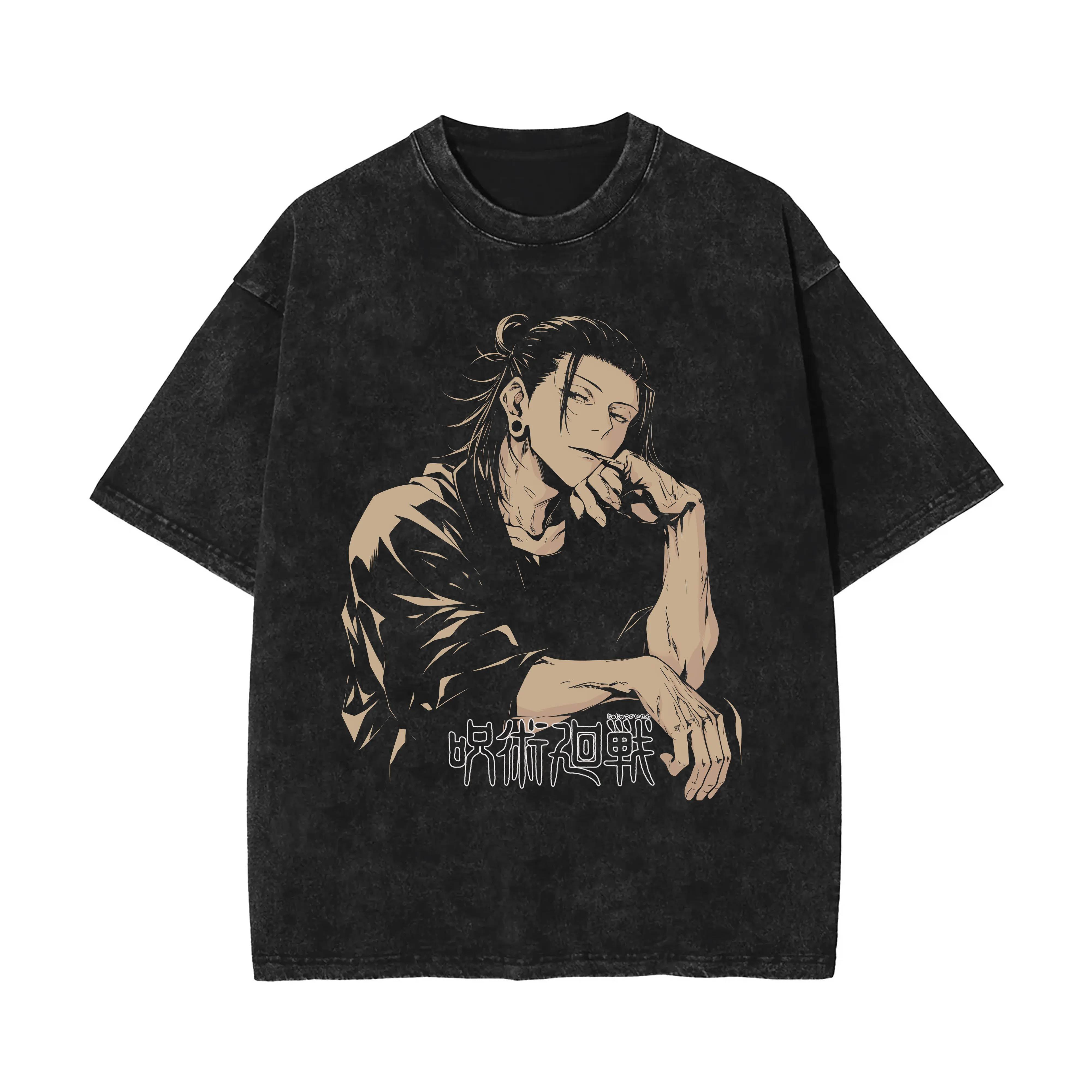 

Suguru Geto T Shirt Men Jujutsu Kaisen Vintage Acid Wash Streetwear Oversized Retro Japanese Anime Graphic Cotton Tees M
