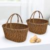 Portable Woven PP Basket Groceries Fruits Picnics Home Storage Large Small Dark