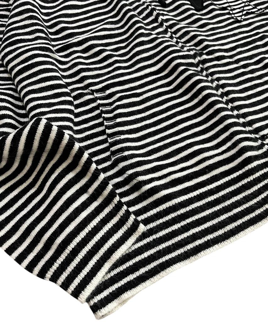 SK8ER ROCK Double Stars Stripe Knit Hood Zip-Up ((Black))