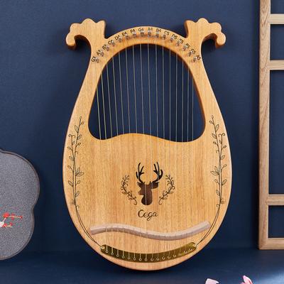 Boîte de résonance de harpe Lyre en bois à 16 cordes, Instrument à cordes avec clé de réglage, 3 médiators