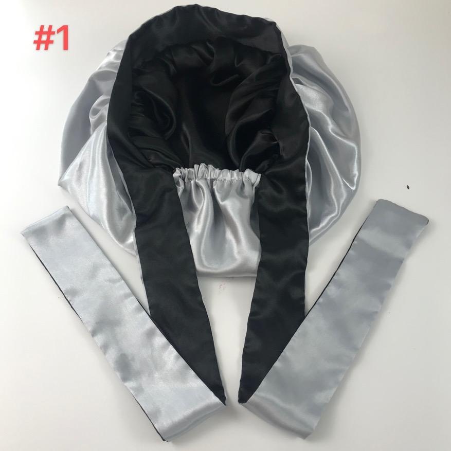 Wholesale Reversible Bonnets Edge Wrap Custom Long Band Satin Hair Silk Bonnet With Ties adult size