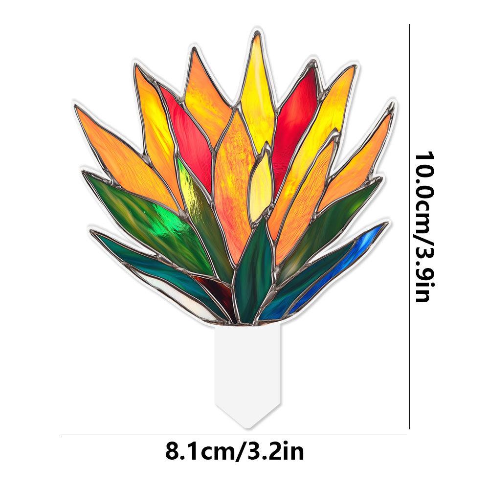 Plant Stained Glass Mushroom Cactus Glass Decor Flower Suncatcher Desk Windowsill Shelf Decor Plant Lover Gifts for Mom Teacher