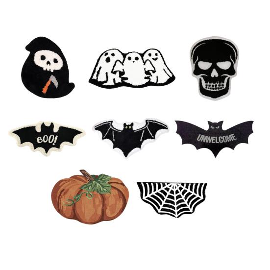 Halloween Floor Mat Gothic Ghost Skull Door Mat Spooky Unwelcome Bat Doormat for Front Door Entrance Kitchen Decoration