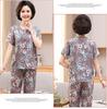 Women's Cotton Silk Short-Sleeve Pajama Set for Middle-Aged and Elderly
