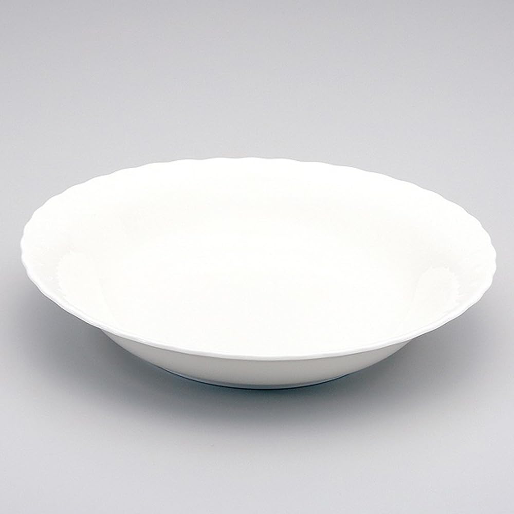 NARUMI Curry and Pasta Plate Silky 23cm Cute Relief Wedding Set of 2 Oval Microwave and Dishwasher Gift Set, White, Diameter, White, Design, Gift,