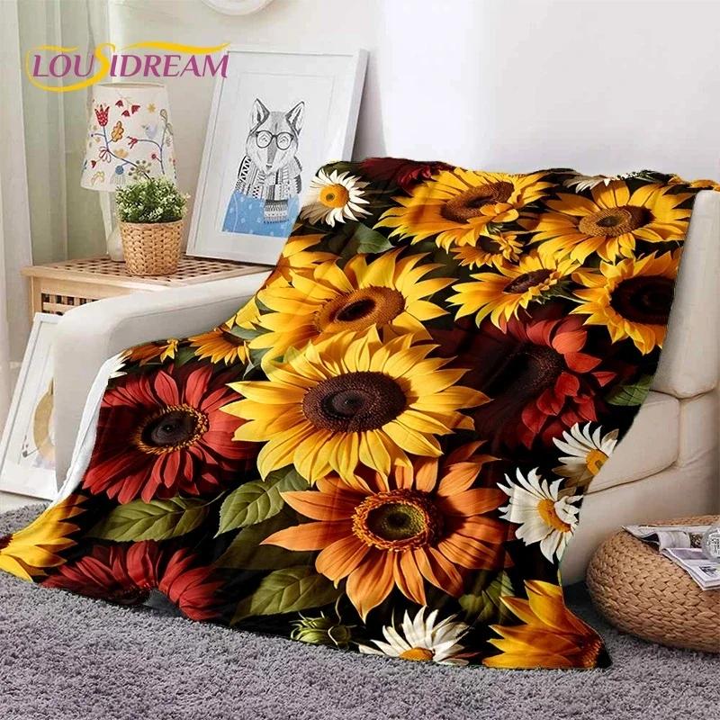 Dream Sun Flowers Nordic Daisy Yumuşak Battaniyeler, Sıcak Tut Atma Battaniyesi Piknik Yatakları Kanepe Ev Yatak Odası Hediyesi için Rahat Battaniye
