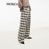 MO&Co. Plaid High-Waist Straight-Leg Trousers