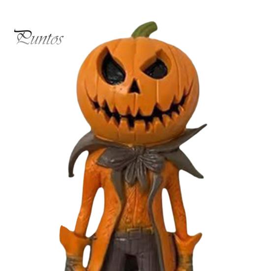 Seasonal Tabletop Display Resin Pumpkin Man Ornament, Handcrafted Desktop Figurine, Creative Small Halloween Gift Decoration Statues for Home