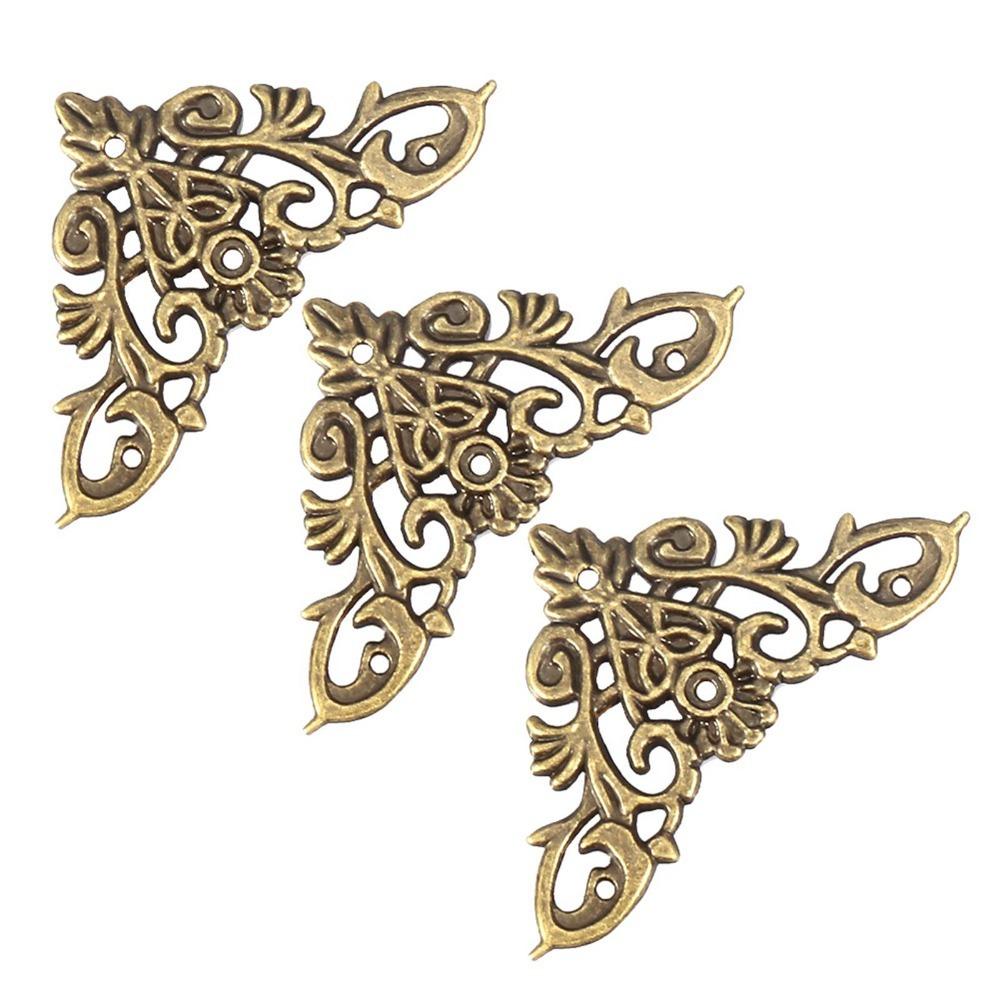 12pcs Metal Hollow Shape Corner Antique Style Edge Protector Home & Office Daily Supplies