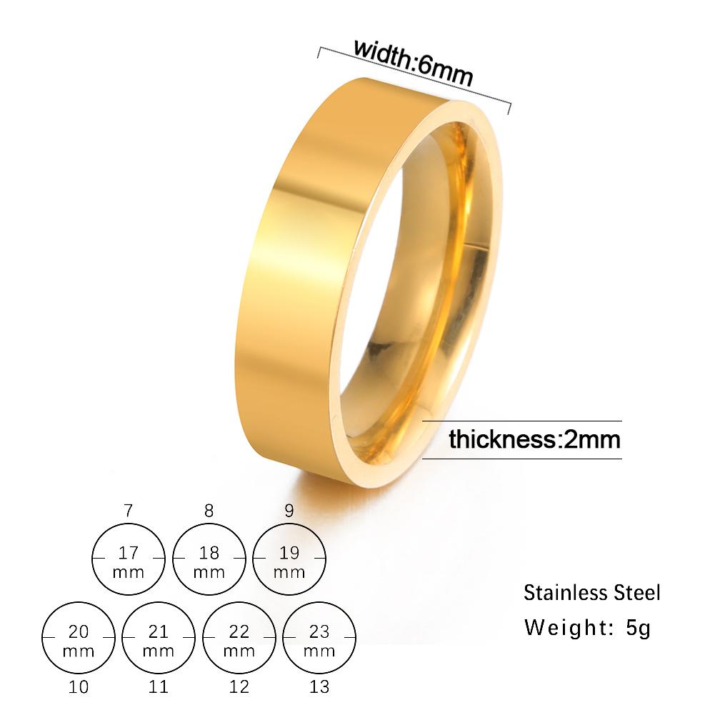 Stainless Steel Couple Rings for Men Women Simple Gold Black Anniversary Ring Wedding Jewelry for Lover