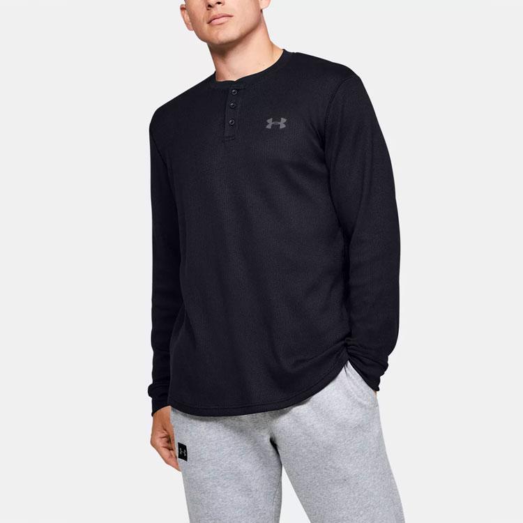 Under Armour Waffle Henley Casual Training Sports Long Sleeve T-Shirt Men Tops 1302356-001