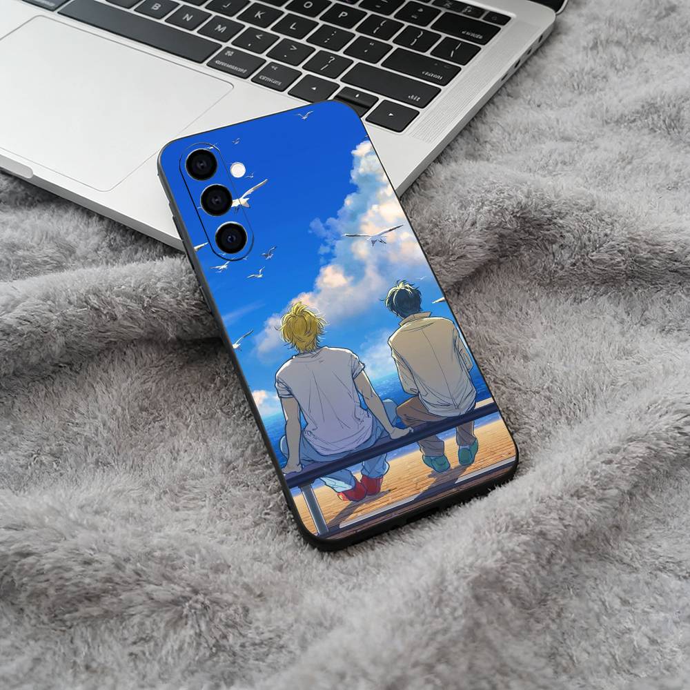 B-BANANA- FISH Black Soft Silicone Phone Case for Samsung Galaxy A73, A71, A72, A70, A53, A52, A51