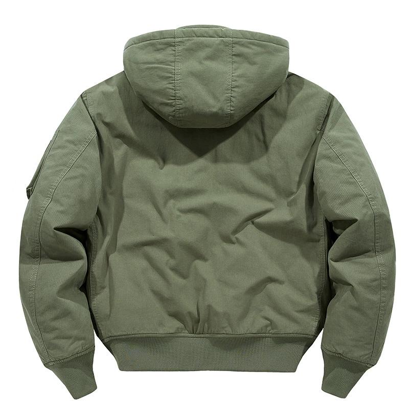 Chaqueta de Invierno de Algodón Puro con Sombrero Desmontable para Hombre, Ropa de Trabajo Casual, Ropa de Algodón, Traje de Vuelo Holgado, Chaqueta de Algodón para Hombre