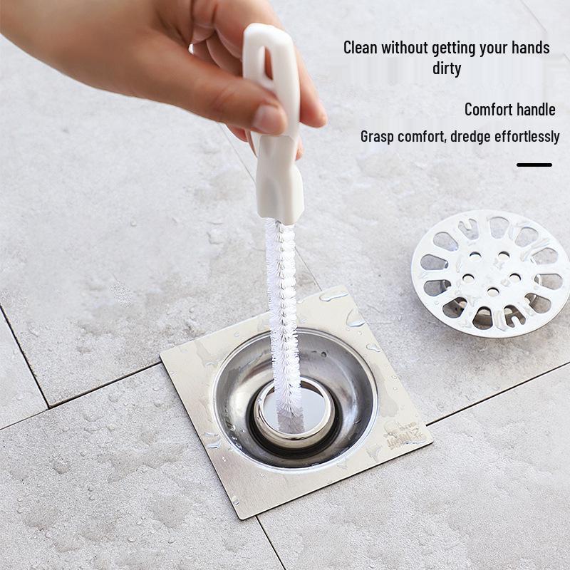 Flexible Drain & Hair Cleaning Brush with Plunger for Bathroom and Toilet.