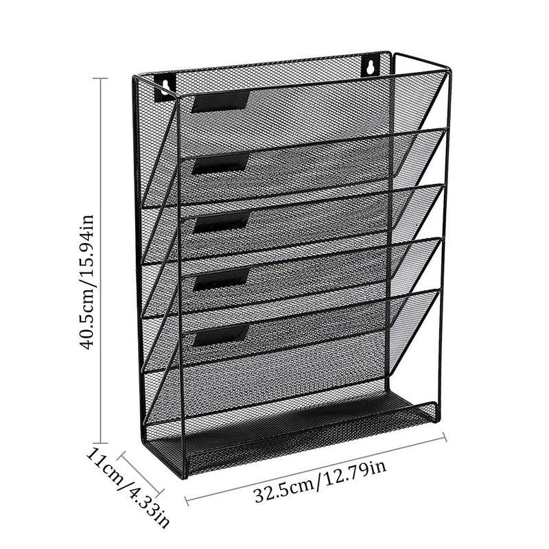 File Organizer Wall Hanging Holder Rack Mail Folder MagazineOffice Paper Document Letter Sorter Mesh Mount Vertical Iron Bin