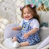 Lebensechte Reborn-Puppe Mila mit bemalter 3D-Haut, 60 cm, Stoffkörper mit PP-Baumwolle, Simulationspuppe, echt aussehende, glücklich lächelnde Babypuppen für Kinder, Weihnachtsgeschenk