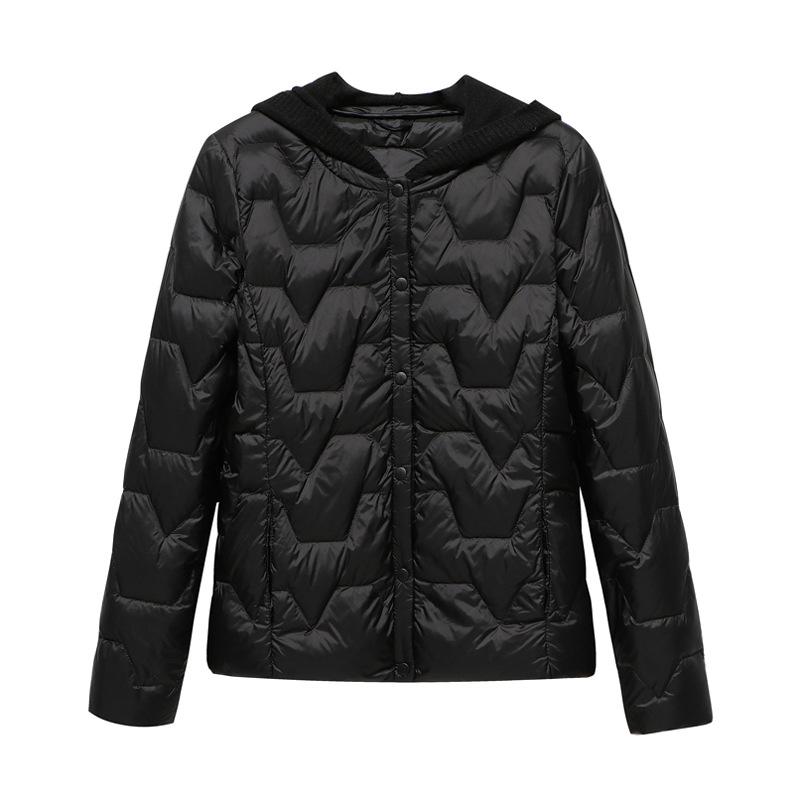 Korean Down Jacket Women's Short Knitted Hooded Breasted Light and Thin 2024 New Autumn and Winter Light Jacket