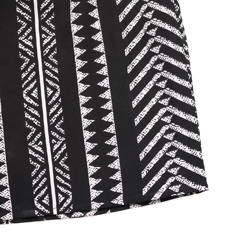 2026 Summer Geometric Print Elastic Waist Midi Skirt - European & American Ethnic Style