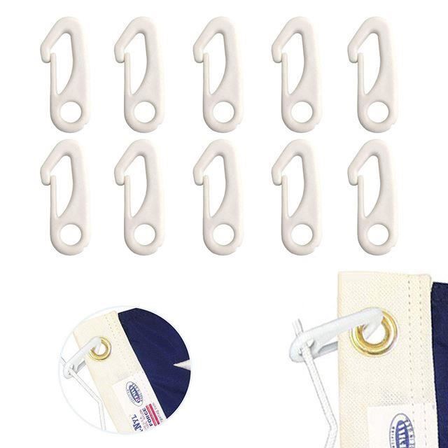Clips Pour Mât De Drapeau 10 Pièces En Nylon Couleur Blanc