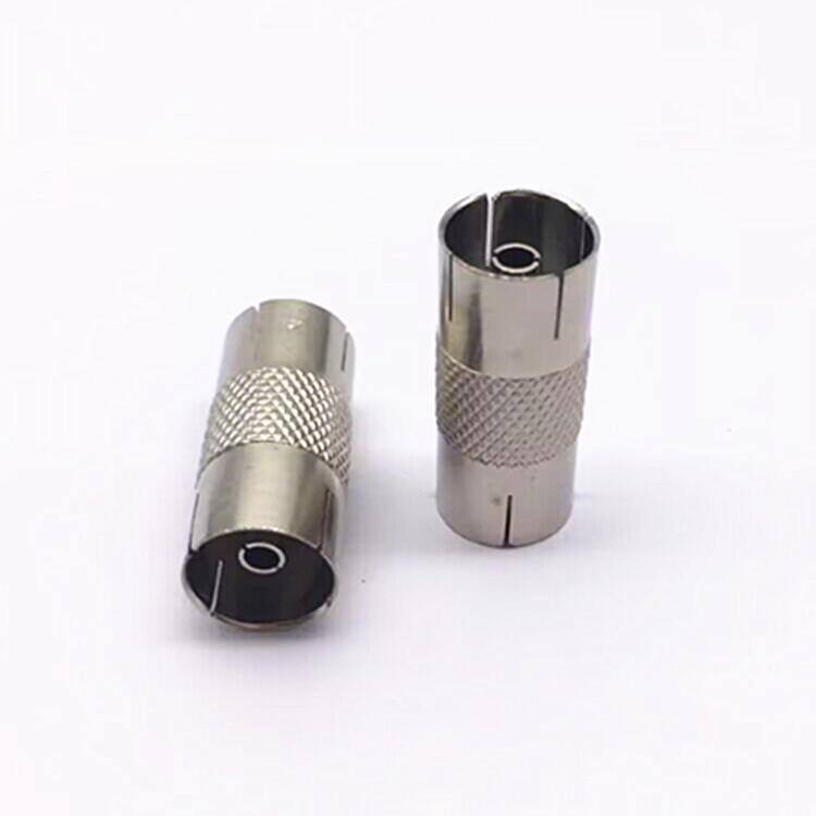 Nickel-Plated Metal TV Antenna Adapter: Female to Female 9.5mm Connector