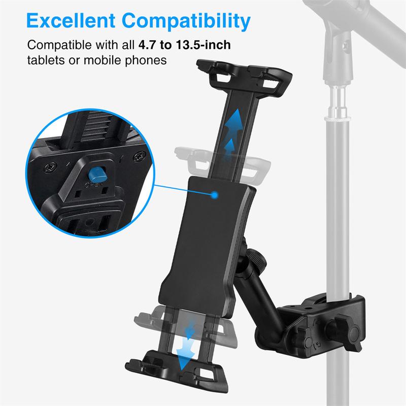 Adjustable Tablet Phone Stand Holder Clip w Magic Arm Super Clamp Tablet Holder for iPad iPhone 4.7-13.5Inch Tablets&Smartphones