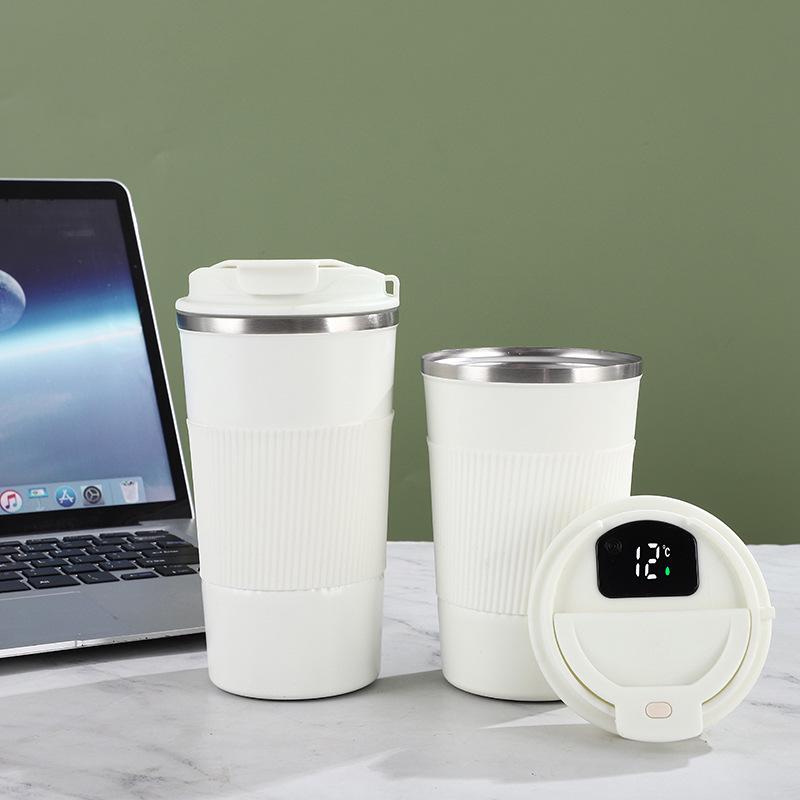 Přenosný izolovaný kožený hrnek na kávu - nerezová ocel 304, ideální do auta nebo na dárky