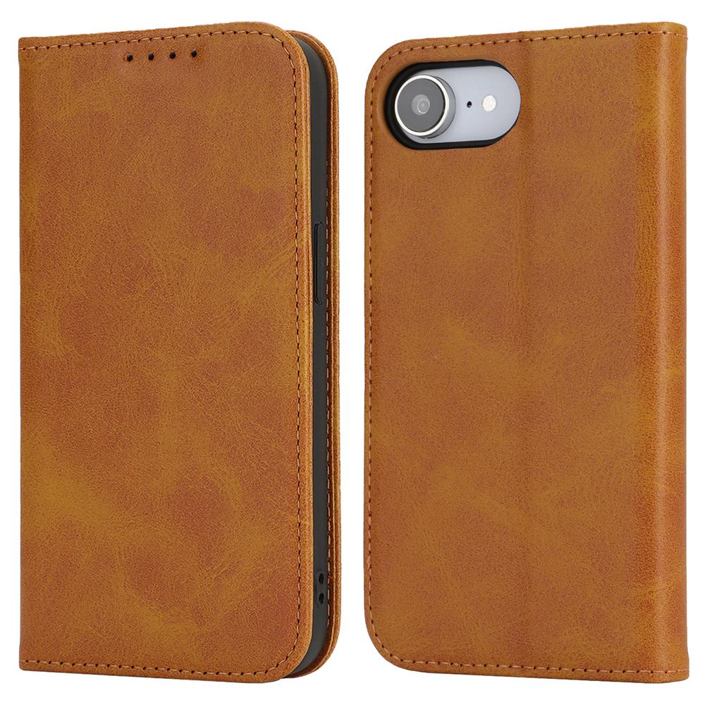 For iPhone 16e Case PU Leather Calf Textured Magnetic Closing Smart Phone Cover