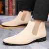 Luxury Fashion Designer New Suede Leather Pointed Toe Business Casual Ankle Boot For Men Winter Chelsea Leather Shoes